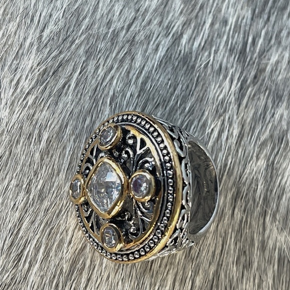 COCKTAIL RING GOLD SILVER COLOR METALS CRYSTALS - Picture 5 of 7